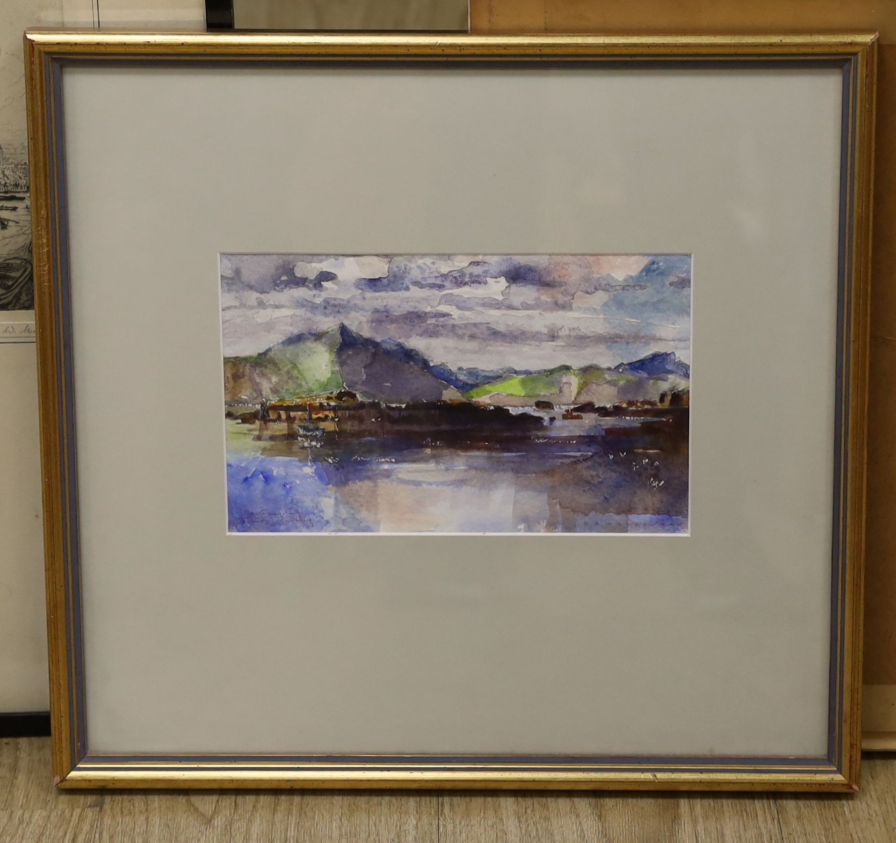 Sir Roderick Macdonald (1921-2001), watercolour, 'Ben Tianavaig and Sound of Raasay, Skye', signed and titled, 15 x 24cm